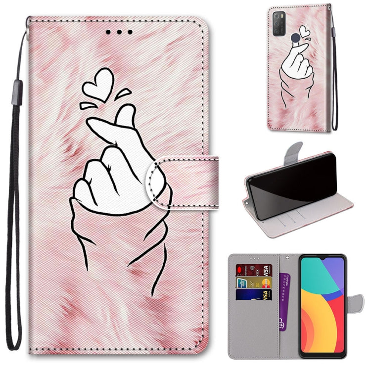 Coloured Drawing Cross Texture Horizontal Flip PU Leather Case with Holder & Card Slots & Wallet & Lanyard, For Alcatel 3L 2021