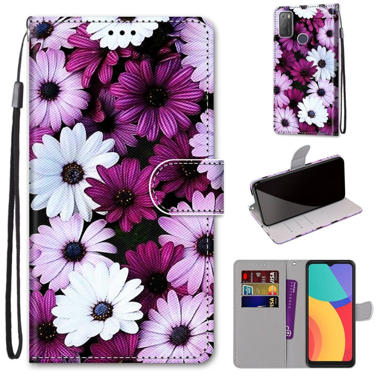 Coloured Drawing Cross Texture Horizontal Flip PU Leather Case with Holder & Card Slots & Wallet & Lanyard, For Alcatel 3L 2021