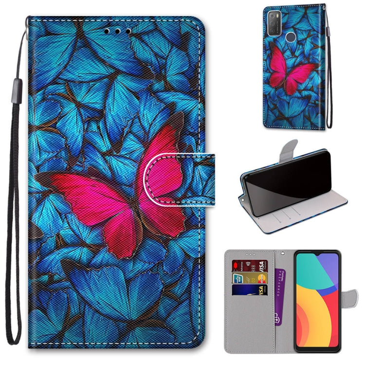 Coloured Drawing Cross Texture Horizontal Flip PU Leather Case with Holder & Card Slots & Wallet & Lanyard, For Alcatel 3L 2021