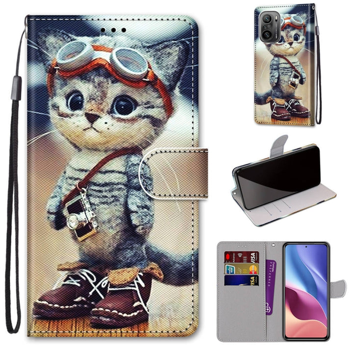 Coloured Drawing Cross Texture Horizontal Flip PU Leather Case with Holder & Card Slots & Wallet & Lanyard, For Xiaomi Redmi K40 / K40 Pro / K40 Pro+