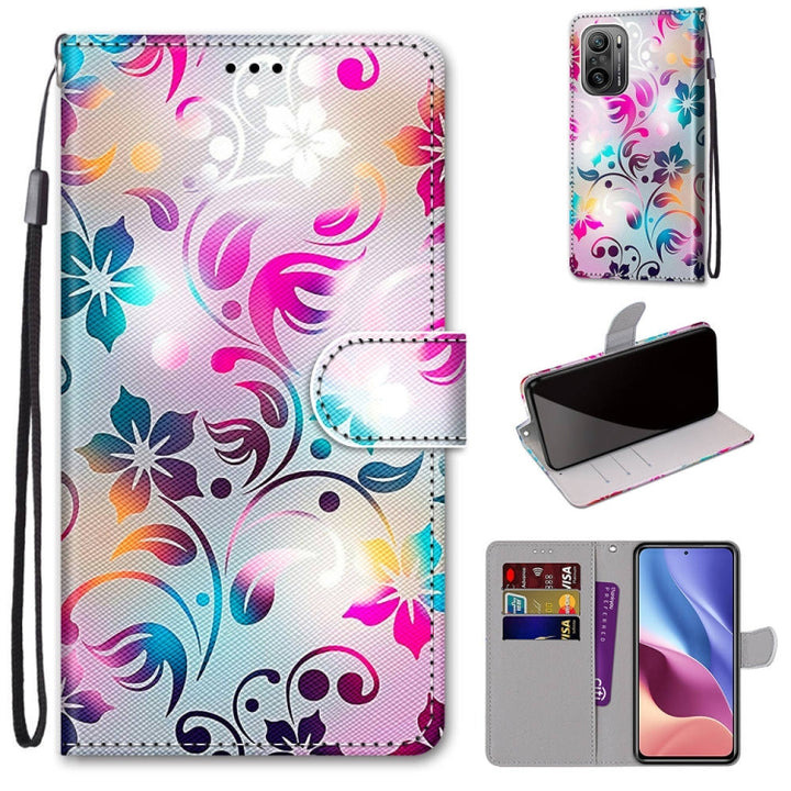 Coloured Drawing Cross Texture Horizontal Flip PU Leather Case with Holder & Card Slots & Wallet & Lanyard, For Xiaomi Redmi K40 / K40 Pro / K40 Pro+