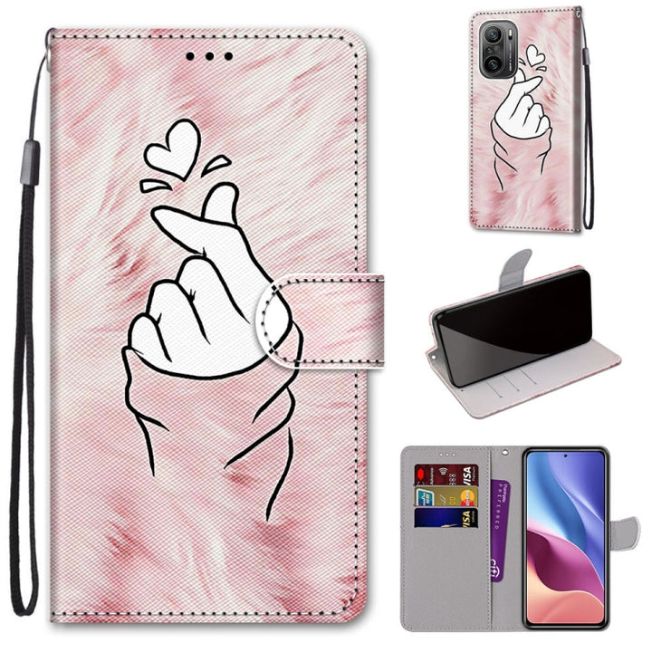 Coloured Drawing Cross Texture Horizontal Flip PU Leather Case with Holder & Card Slots & Wallet & Lanyard, For Xiaomi Redmi K40 / K40 Pro / K40 Pro+