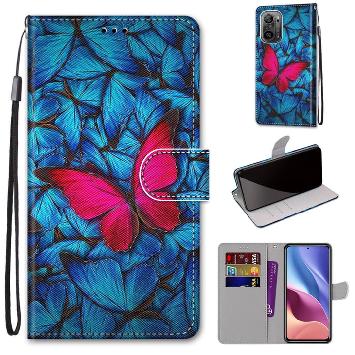 Coloured Drawing Cross Texture Horizontal Flip PU Leather Case with Holder & Card Slots & Wallet & Lanyard, For Xiaomi Redmi K40 / K40 Pro / K40 Pro+