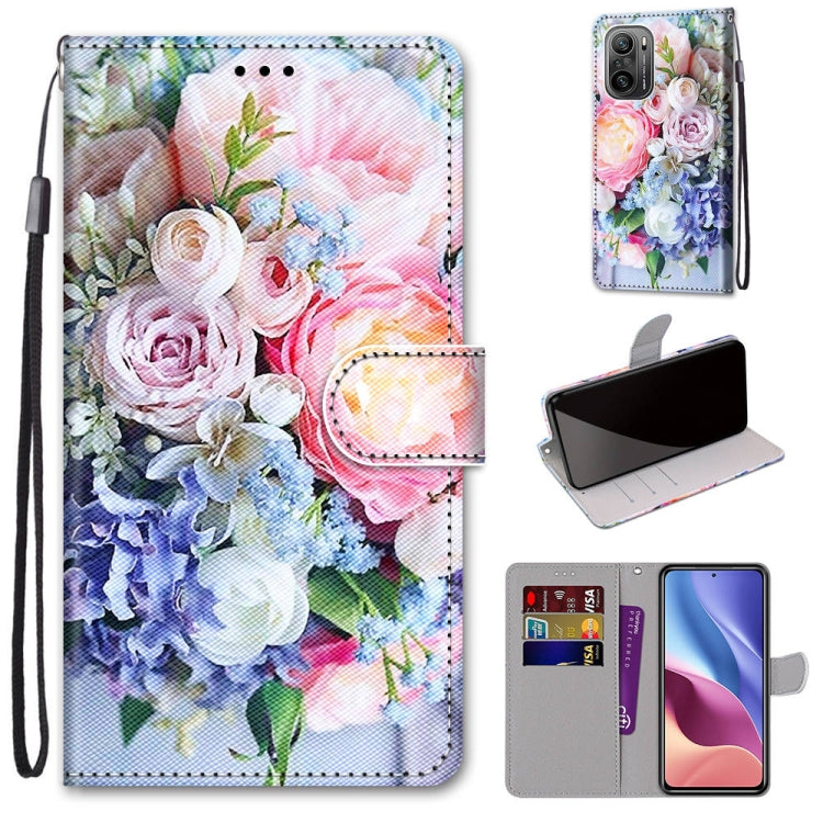 Coloured Drawing Cross Texture Horizontal Flip PU Leather Case with Holder & Card Slots & Wallet & Lanyard, For Xiaomi Redmi K40 / K40 Pro / K40 Pro+