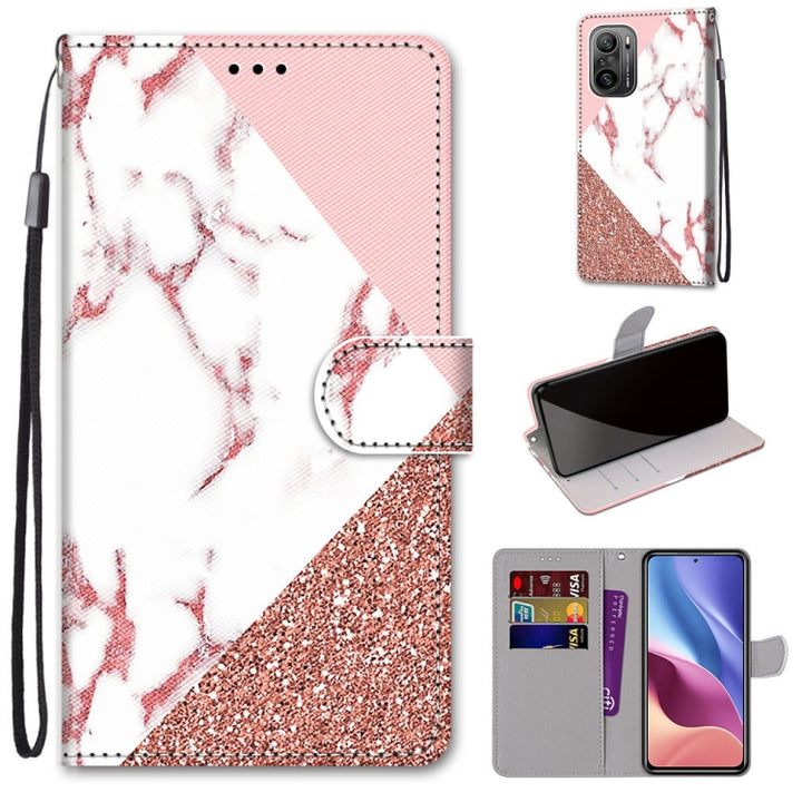 Coloured Drawing Cross Texture Horizontal Flip PU Leather Case with Holder & Card Slots & Wallet & Lanyard, For Xiaomi Redmi K40 / K40 Pro / K40 Pro+