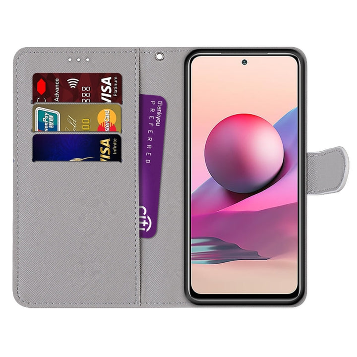 Coloured Drawing Cross Texture Horizontal Flip PU Leather Case with Holder & Card Slots & Wallet & Lanyard, For Xiaomi Redmi Note 10 4G / Note 10S