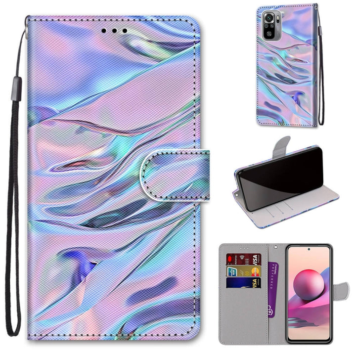 Coloured Drawing Cross Texture Horizontal Flip PU Leather Case with Holder & Card Slots & Wallet & Lanyard, For Xiaomi Redmi Note 10 4G / Note 10S