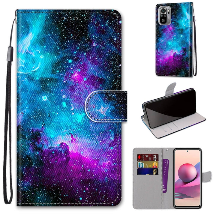 Coloured Drawing Cross Texture Horizontal Flip PU Leather Case with Holder & Card Slots & Wallet & Lanyard, For Xiaomi Redmi Note 10 4G / Note 10S