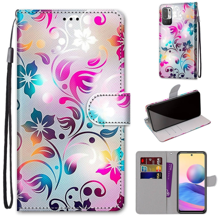 Coloured Drawing Cross Texture Horizontal Flip PU Leather Case with Holder & Card Slots & Wallet & Lanyard, For Xiaomi Redmi Note 10 5G