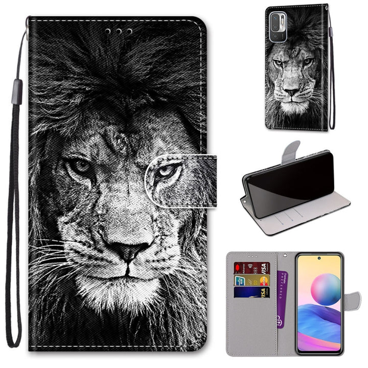 Coloured Drawing Cross Texture Horizontal Flip PU Leather Case with Holder & Card Slots & Wallet & Lanyard, For Xiaomi Redmi Note 10 5G