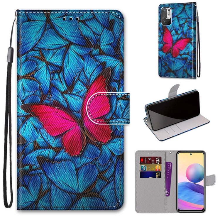 Coloured Drawing Cross Texture Horizontal Flip PU Leather Case with Holder & Card Slots & Wallet & Lanyard, For Xiaomi Redmi Note 10 5G