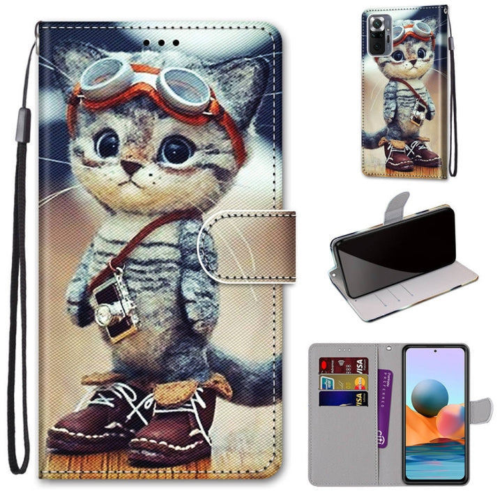 Coloured Drawing Cross Texture Horizontal Flip PU Leather Case with Holder & Card Slots & Wallet & Lanyard, For Xiaomi Redmi Note 10 Pro Max / Note 10 Pro