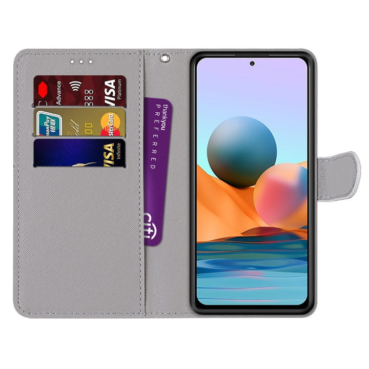 Coloured Drawing Cross Texture Horizontal Flip PU Leather Case with Holder & Card Slots & Wallet & Lanyard, For Xiaomi Redmi Note 10 Pro Max / Note 10 Pro