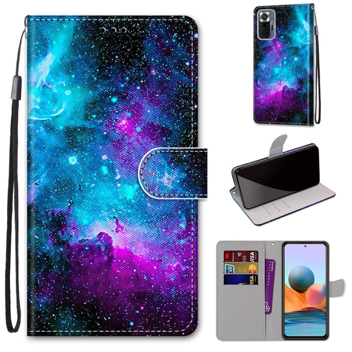 Coloured Drawing Cross Texture Horizontal Flip PU Leather Case with Holder & Card Slots & Wallet & Lanyard, For Xiaomi Redmi Note 10 Pro Max / Note 10 Pro