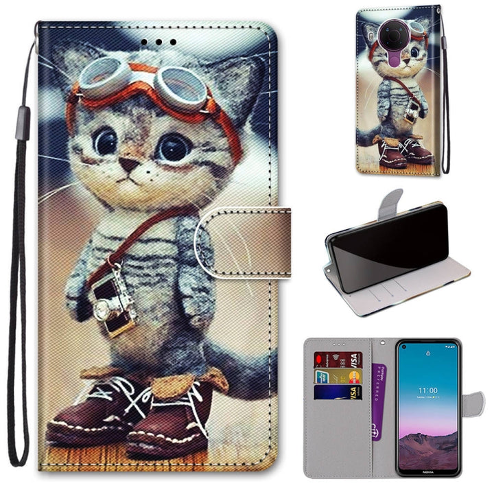 Coloured Drawing Cross Texture Horizontal Flip PU Leather Case with Holder & Card Slots & Wallet & Lanyard, For Nokia 5.4