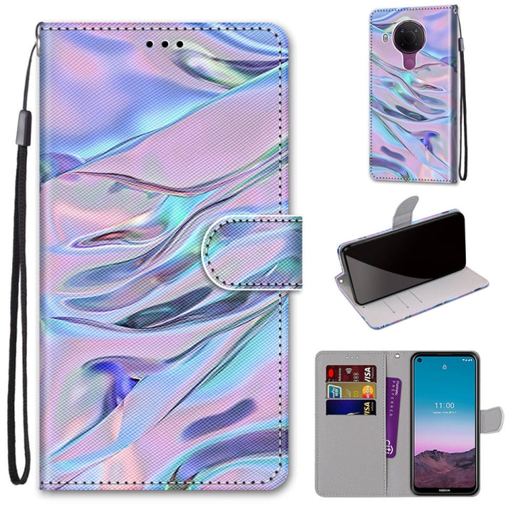 Coloured Drawing Cross Texture Horizontal Flip PU Leather Case with Holder & Card Slots & Wallet & Lanyard, For Nokia 5.4