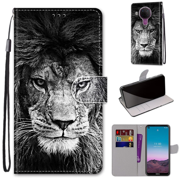 Coloured Drawing Cross Texture Horizontal Flip PU Leather Case with Holder & Card Slots & Wallet & Lanyard, For Nokia 5.4