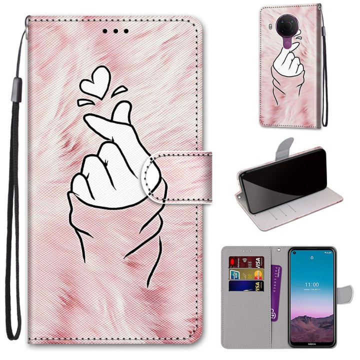 Coloured Drawing Cross Texture Horizontal Flip PU Leather Case with Holder & Card Slots & Wallet & Lanyard, For Nokia 5.4