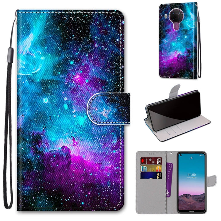 Coloured Drawing Cross Texture Horizontal Flip PU Leather Case with Holder & Card Slots & Wallet & Lanyard, For Nokia 5.4