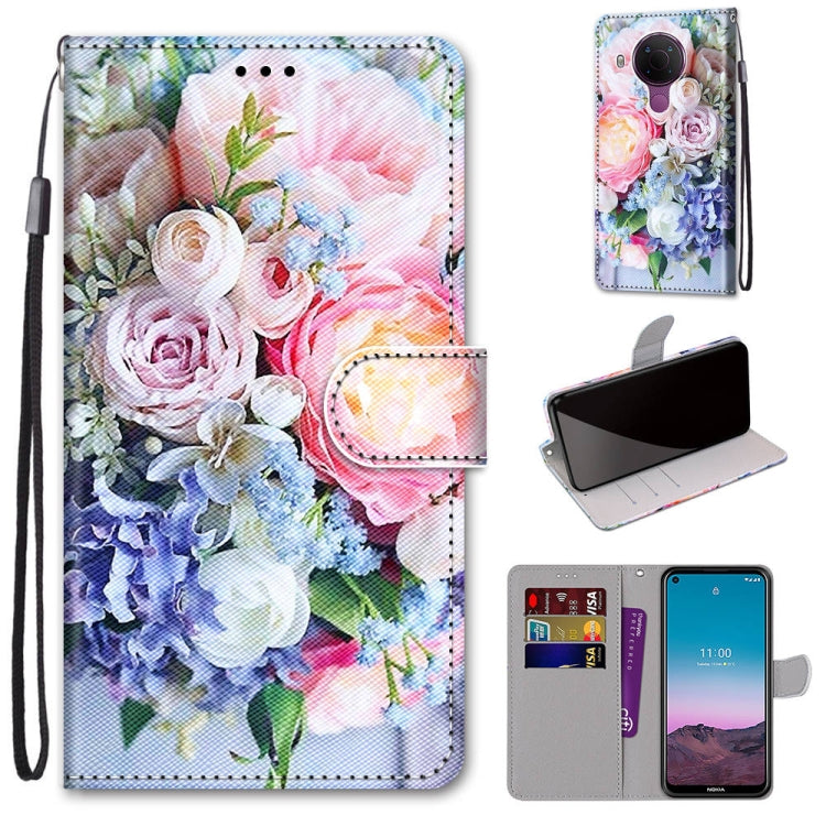 Coloured Drawing Cross Texture Horizontal Flip PU Leather Case with Holder & Card Slots & Wallet & Lanyard, For Nokia 5.4