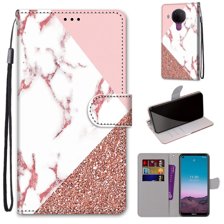 Coloured Drawing Cross Texture Horizontal Flip PU Leather Case with Holder & Card Slots & Wallet & Lanyard, For Nokia 5.4