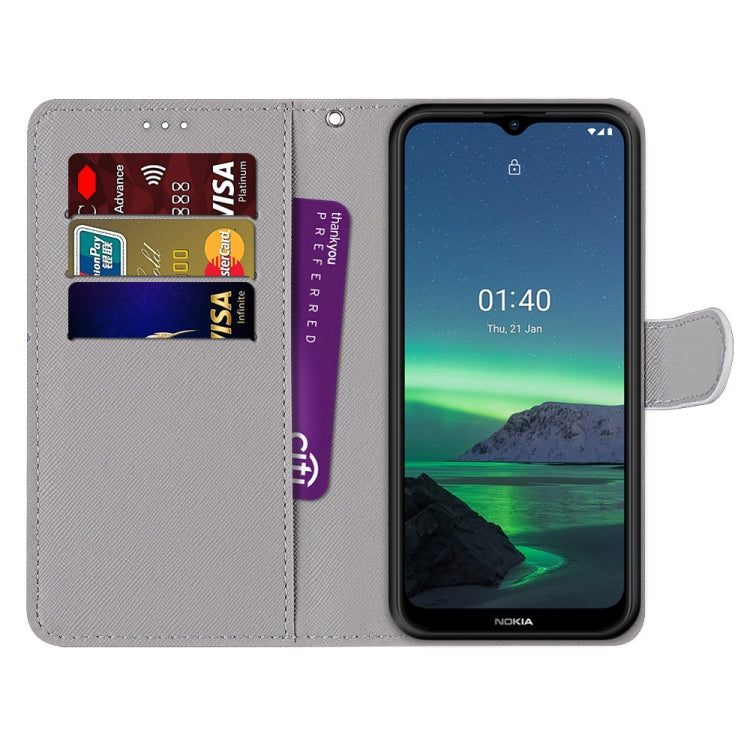 Coloured Drawing Cross Texture Horizontal Flip PU Leather Case with Holder & Card Slots & Wallet & Lanyard, For Nokia 1.4