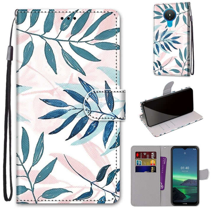 Coloured Drawing Cross Texture Horizontal Flip PU Leather Case with Holder & Card Slots & Wallet & Lanyard, For Nokia 1.4