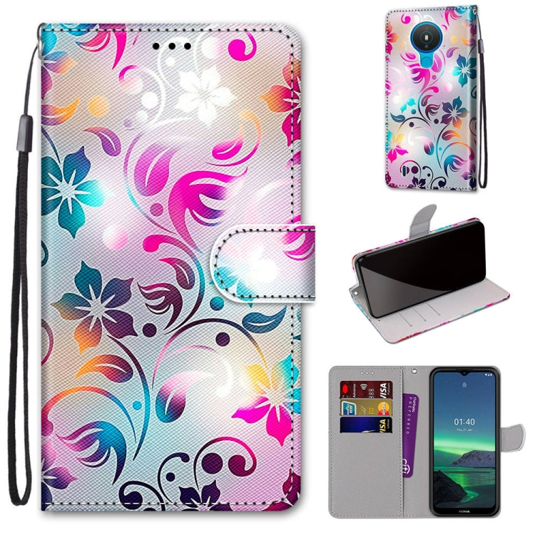 Coloured Drawing Cross Texture Horizontal Flip PU Leather Case with Holder & Card Slots & Wallet & Lanyard, For Nokia 1.4