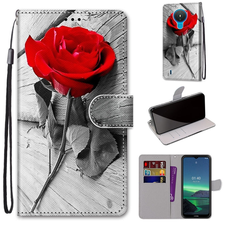 Coloured Drawing Cross Texture Horizontal Flip PU Leather Case with Holder & Card Slots & Wallet & Lanyard, For Nokia 1.4