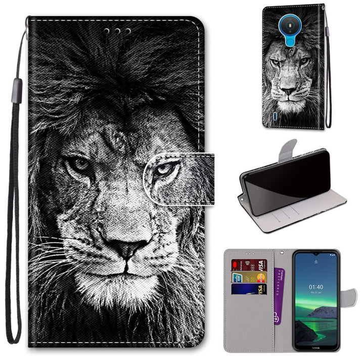 Coloured Drawing Cross Texture Horizontal Flip PU Leather Case with Holder & Card Slots & Wallet & Lanyard, For Nokia 1.4