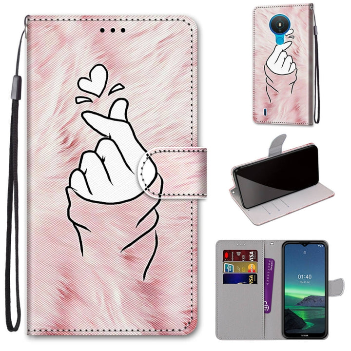 Coloured Drawing Cross Texture Horizontal Flip PU Leather Case with Holder & Card Slots & Wallet & Lanyard, For Nokia 1.4