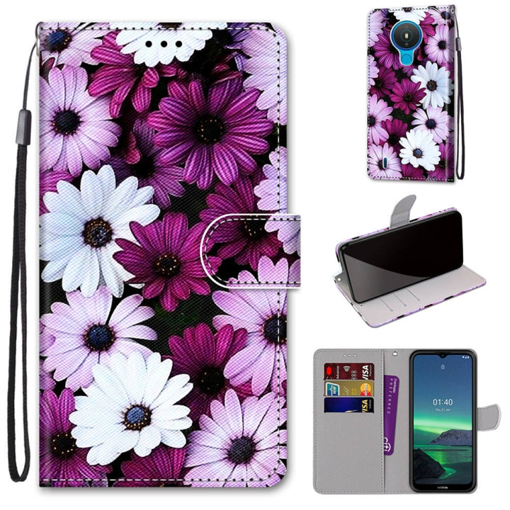 Coloured Drawing Cross Texture Horizontal Flip PU Leather Case with Holder & Card Slots & Wallet & Lanyard, For Nokia 1.4