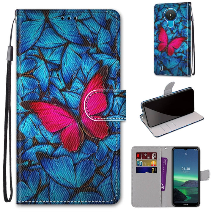 Coloured Drawing Cross Texture Horizontal Flip PU Leather Case with Holder & Card Slots & Wallet & Lanyard, For Nokia 1.4