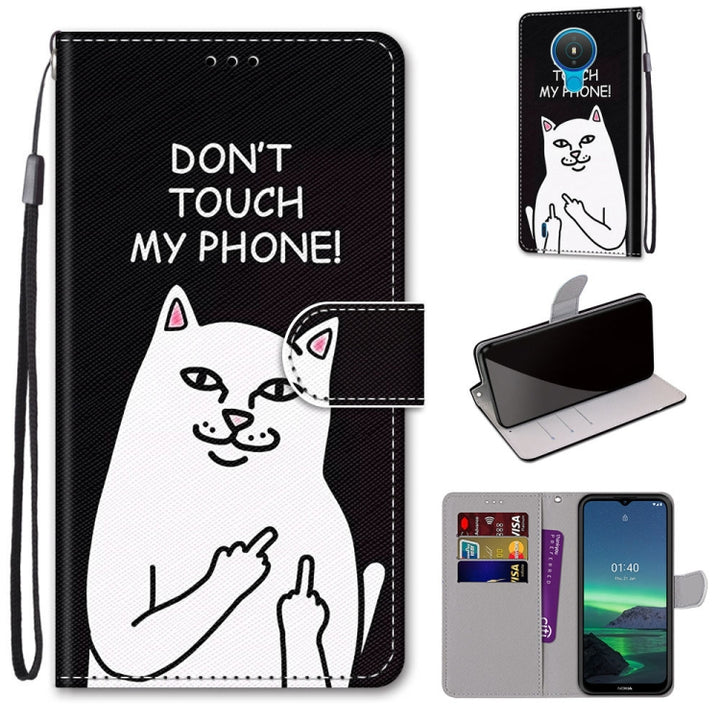 Coloured Drawing Cross Texture Horizontal Flip PU Leather Case with Holder & Card Slots & Wallet & Lanyard, For Nokia 1.4