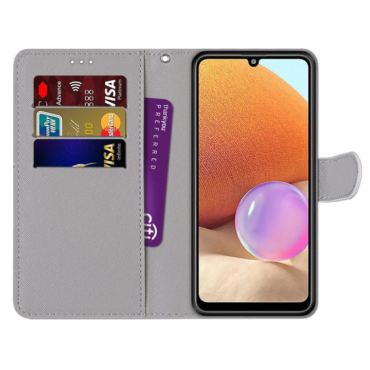 Coloured Drawing Cross Texture Horizontal Flip PU Leather Case with Holder & Card Slots & Wallet & Lanyard, For Samsung Galaxy A32 4G / A32 Lite