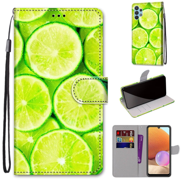 Coloured Drawing Cross Texture Horizontal Flip PU Leather Case with Holder & Card Slots & Wallet & Lanyard, For Samsung Galaxy A32 4G / A32 Lite