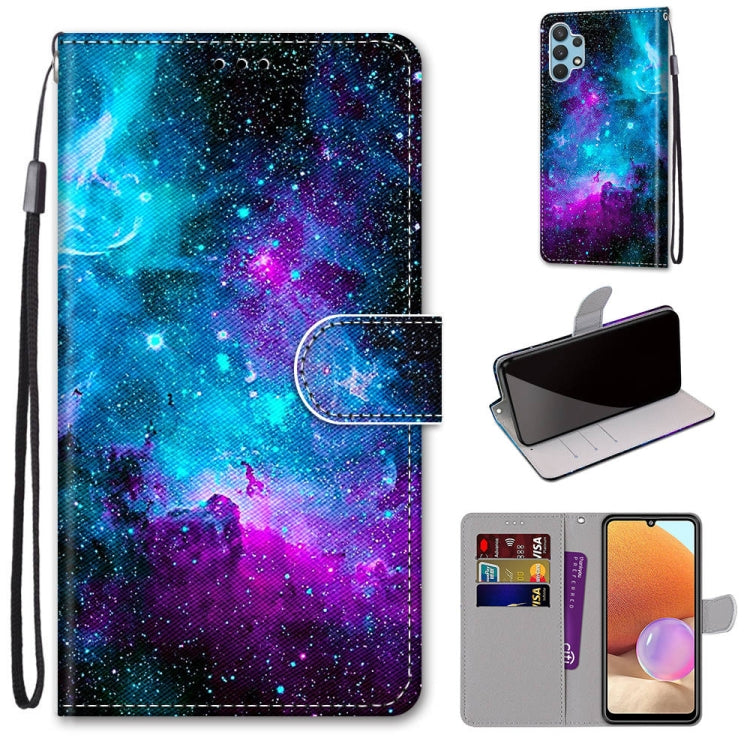 Coloured Drawing Cross Texture Horizontal Flip PU Leather Case with Holder & Card Slots & Wallet & Lanyard, For Samsung Galaxy A32 4G / A32 Lite