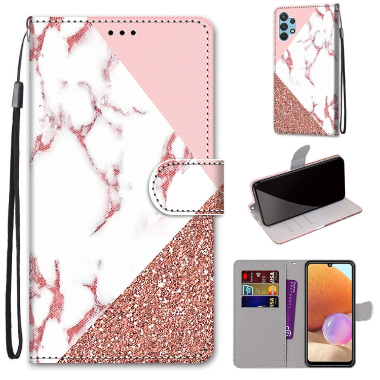 Coloured Drawing Cross Texture Horizontal Flip PU Leather Case with Holder & Card Slots & Wallet & Lanyard, For Samsung Galaxy A32 4G / A32 Lite