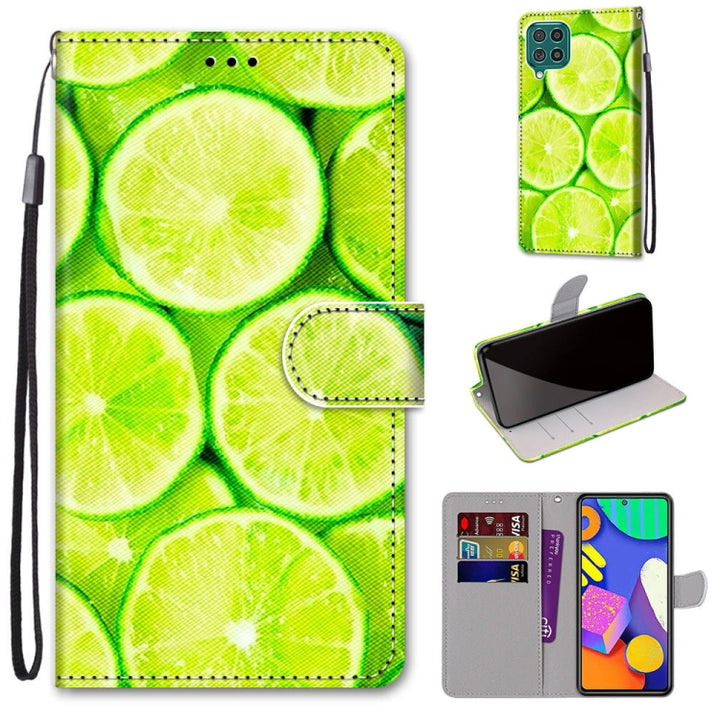 Coloured Drawing Cross Texture Horizontal Flip PU Leather Case with Holder & Card Slots & Wallet & Lanyard, For Samsung Galaxy F62 / M62