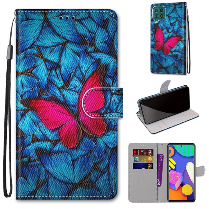 Coloured Drawing Cross Texture Horizontal Flip PU Leather Case with Holder & Card Slots & Wallet & Lanyard, For Samsung Galaxy F62 / M62