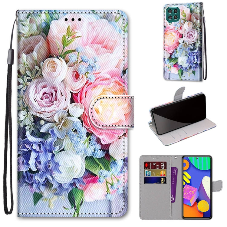 Coloured Drawing Cross Texture Horizontal Flip PU Leather Case with Holder & Card Slots & Wallet & Lanyard, For Samsung Galaxy F62 / M62