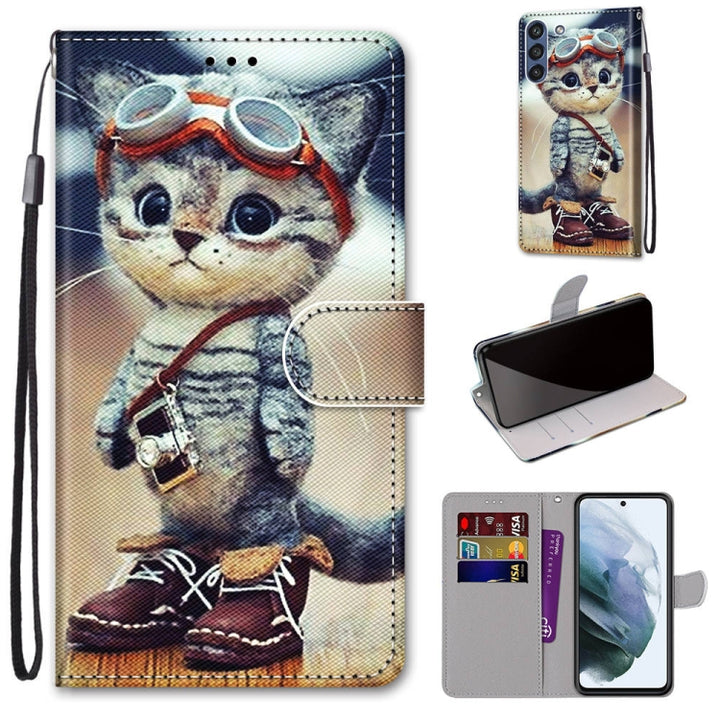 Coloured Drawing Cross Texture Horizontal Flip PU Leather Case with Holder & Card Slots & Wallet & Lanyard, For Samsung Galaxy S21 FE