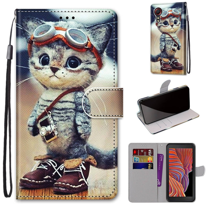 Coloured Drawing Cross Texture Horizontal Flip PU Leather Case with Holder & Card Slots & Wallet & Lanyard, For Samsung Galaxy Xcover 5, For OPPO Realme C15 / C12 / C25 / 7i (Global)/ Narzo 20 / 30A