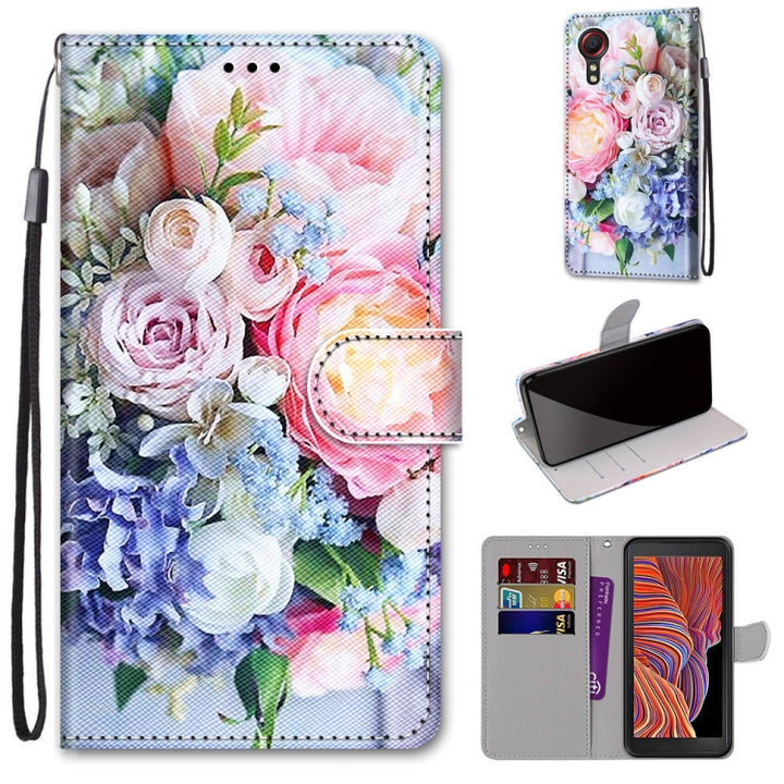 Coloured Drawing Cross Texture Horizontal Flip PU Leather Case with Holder & Card Slots & Wallet & Lanyard, For Samsung Galaxy Xcover 5, For OPPO Realme C15 / C12 / C25 / 7i (Global)/ Narzo 20 / 30A