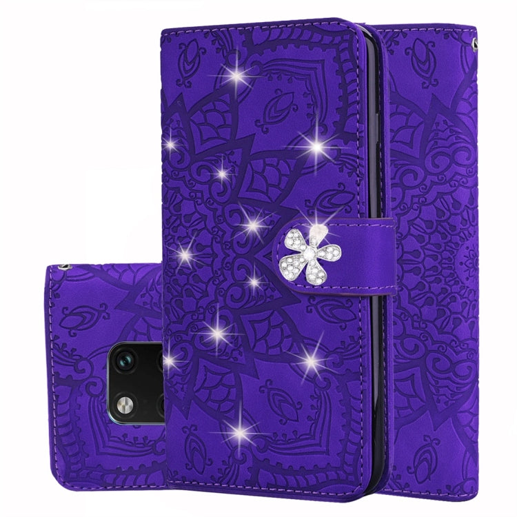 Calf Pattern Diamond Mandala Double Folding Design Embossed Leather Case with Wallet & Holder & Card Slots, For Huawei Mate 20 Pro, For Huawei Mate 20 Lite /, For Huawei nova 5, For Huawei P Smart 2019, For Huawei P Smart+ 2019 /