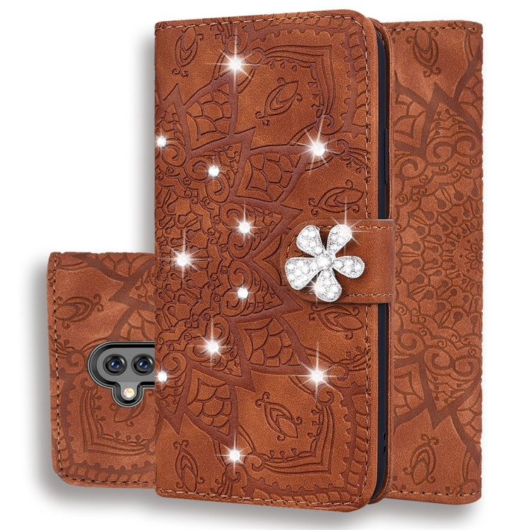 Calf Pattern Diamond Mandala Double Folding Design Embossed Leather Case with Wallet & Holder & Card Slots, For Huawei Mate 20 Pro, For Huawei Mate 20 Lite /, For Huawei nova 5, For Huawei P Smart 2019, For Huawei P Smart+ 2019 /