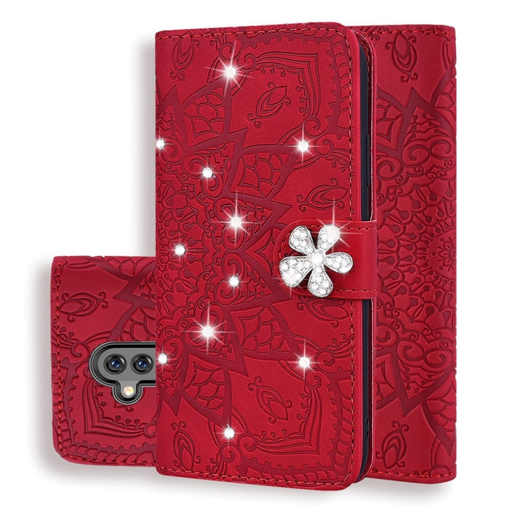 Calf Pattern Diamond Mandala Double Folding Design Embossed Leather Case with Wallet & Holder & Card Slots, For Huawei Mate 20 Pro, For Huawei Mate 20 Lite /, For Huawei nova 5, For Huawei P Smart 2019, For Huawei P Smart+ 2019 /