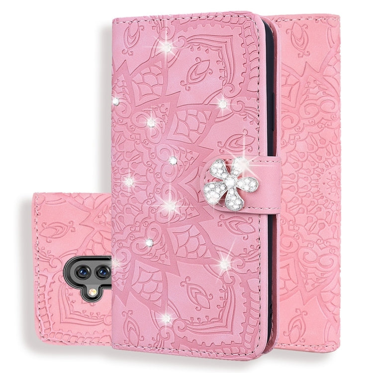 Calf Pattern Diamond Mandala Double Folding Design Embossed Leather Case with Wallet & Holder & Card Slots, For Huawei Mate 20 Pro, For Huawei Mate 20 Lite /, For Huawei nova 5, For Huawei P Smart 2019, For Huawei P Smart+ 2019 /