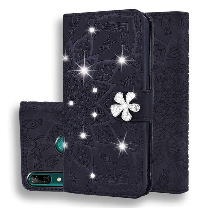 Calf Pattern Diamond Mandala Double Folding Design Embossed Leather Case with Wallet & Holder & Card Slots, For Huawei Mate 20 Pro, For Huawei Mate 20 Lite /, For Huawei nova 5, For Huawei P Smart 2019, For Huawei P Smart+ 2019 /