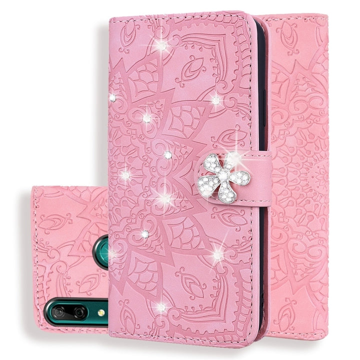 Calf Pattern Diamond Mandala Double Folding Design Embossed Leather Case with Wallet & Holder & Card Slots, For Huawei Mate 20 Pro, For Huawei Mate 20 Lite /, For Huawei nova 5, For Huawei P Smart 2019, For Huawei P Smart+ 2019 /